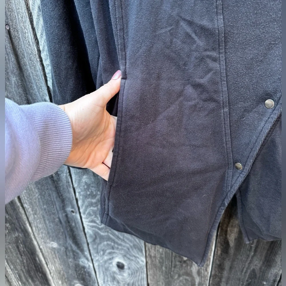 Eileen Fisher Asymmetrical Snap Front Cotton Jacket Black Size Petite Large - Picture 5 of 16